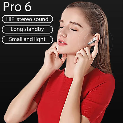 New TWS Pro 6 Fone Bluetooth Headset Hearing Aid Wireless headset with microphone touch control Pro 6 Sports Bluetooth headset